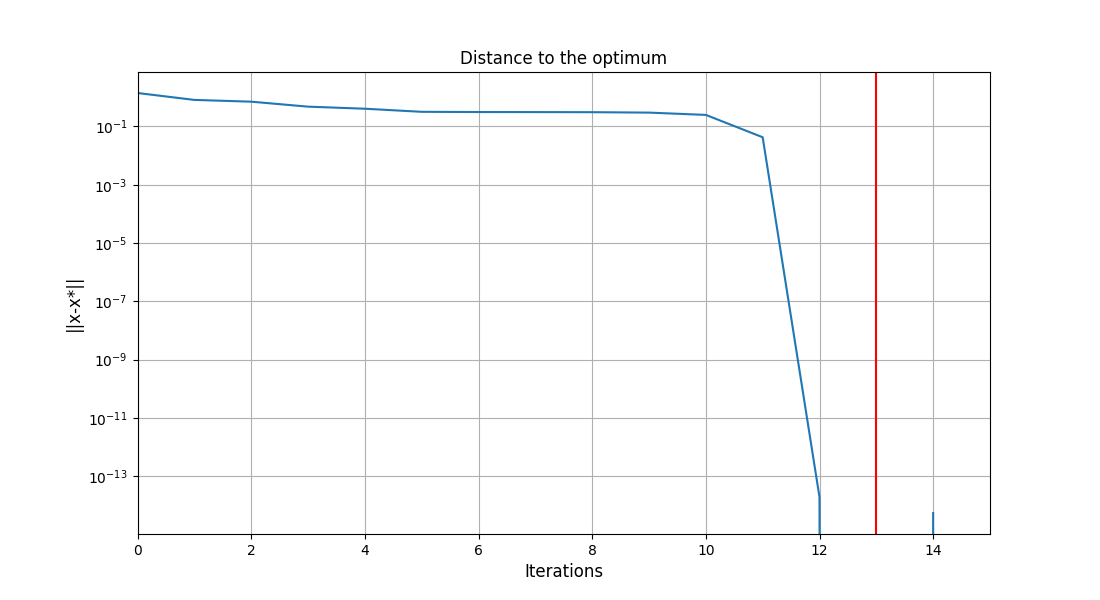 Distance to the optimum