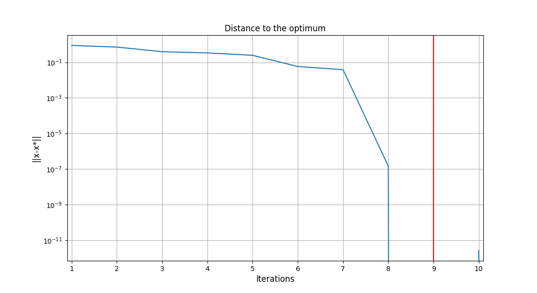 Distance to the optimum