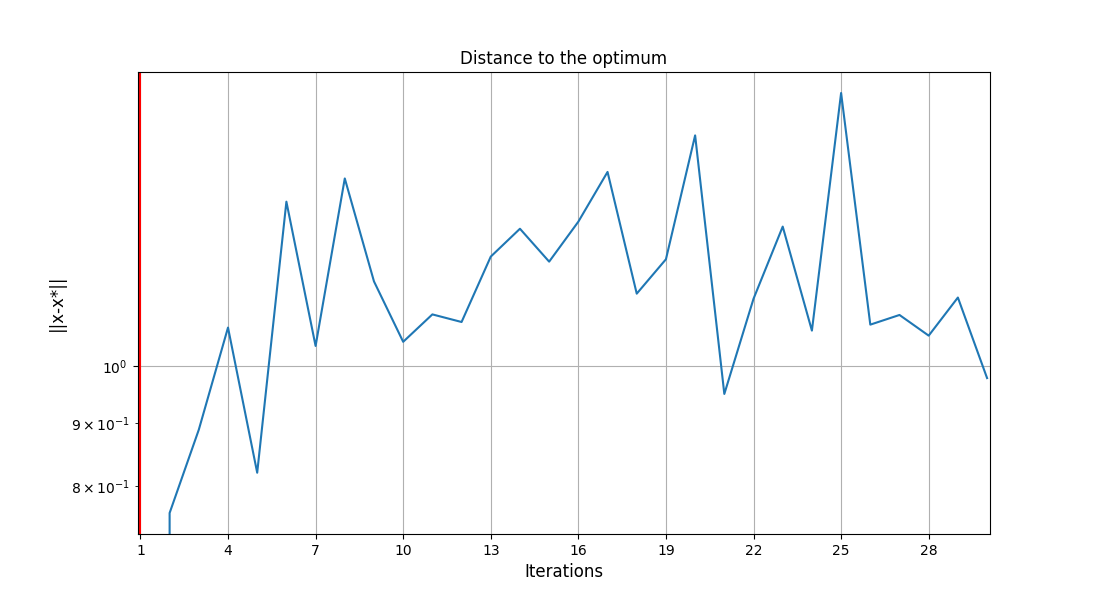 Distance to the optimum