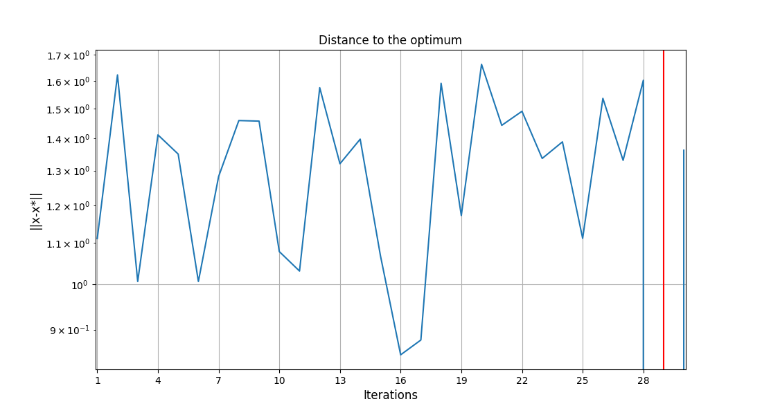 Distance to the optimum